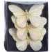 Sada 3 ks dekoračných motýľov na štipci - krémová farba