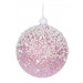 Vianočné gule s drobnými korálkami 8 cm - ružová farba